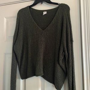 Olive Green Knit V Neck Sweater | Pacsun